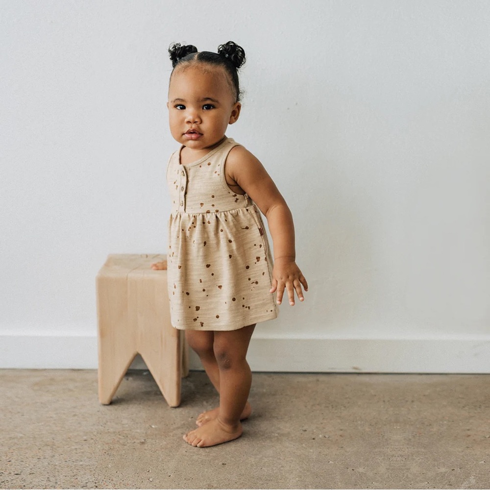 KIDWILD Organic Tank Dress Splatter Tan 18/24M